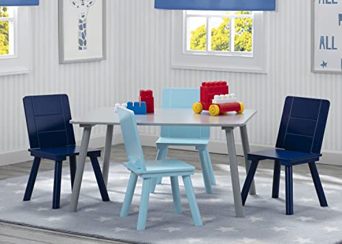 Delta Children Kids Table and Chair Set (4 Chairs Included) - Ideal for Arts & Crafts, Snack Time, Homeschooling, Homework & More - Greenguard Gold Certified, Grey/Blue