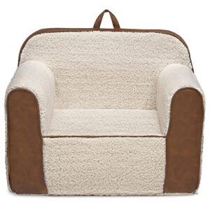 delta children cozee sherpa chair for kids, cream sherpa/faux leather