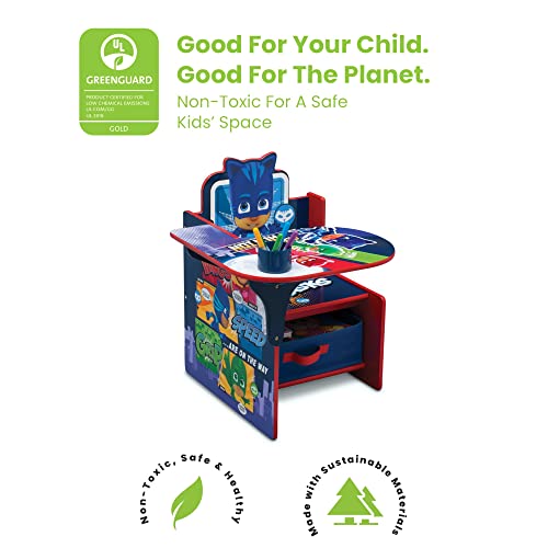 Delta Children Chair Desk with Storage Bin + Design and Store 6 Bin Toy Storage Organizer, PJ Masks (Bundle)