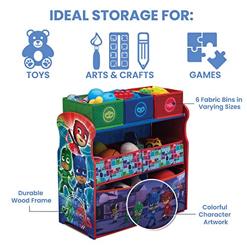 Delta Children Chair Desk with Storage Bin + Design and Store 6 Bin Toy Storage Organizer, PJ Masks (Bundle)
