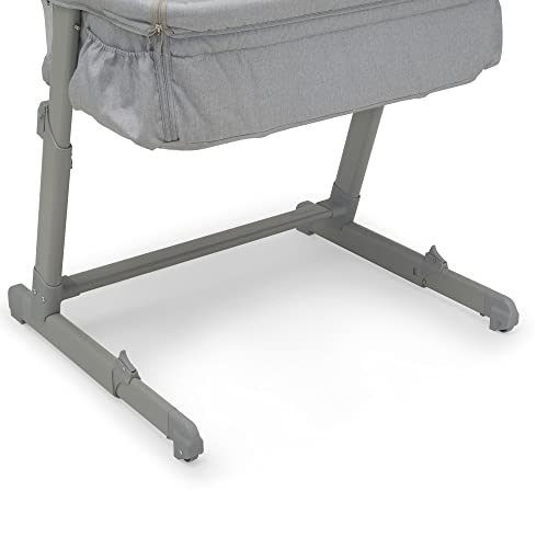 Delta Children babyGap Whisper Bedside Bassinet Sleeper with Breathable Mesh and Adjustable Heights - Lightweight Portable Crib - Made with Sustainable Materials, Grey Stripes