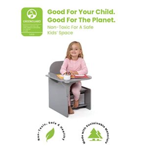 Delta Children MySize Chair Desk with Storage Bin + MySize Deluxe Toy Box, Grey (Bundle)