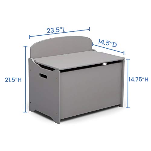 Delta Children MySize Chair Desk with Storage Bin + MySize Deluxe Toy Box, Grey (Bundle)