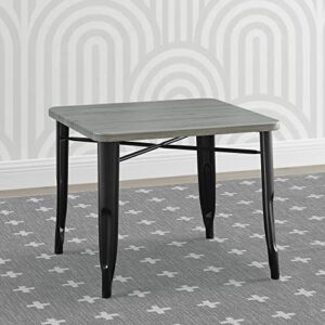 Delta Children Bistro Kids Play Table - Ideal for Arts & Crafts, Snack Time, Homeschooling, Homework & More, Black Metal/Grey Barnboard