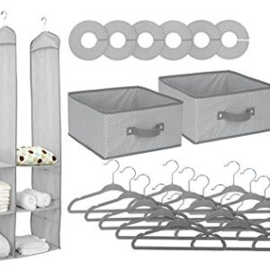 Delta Children Nursery Storage 24 Piece Set - Easy Storage/Organization Solution - Keeps Bedroom, Nursery & Closet Clean, Dove Grey