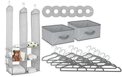 Delta Children Nursery Storage 24 Piece Set - Easy Storage/Organization Solution - Keeps Bedroom, Nursery & Closet Clean, Dove Grey