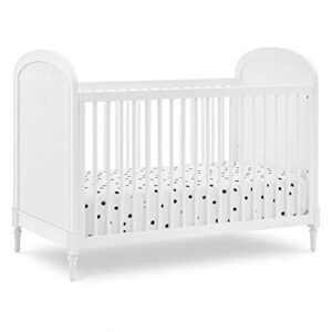 delta children madeline 4-in-1 convertible crib – woven cane mesh panels, includes conversion rails, greenguard gold certified, bianca white