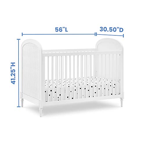 Delta Children Madeline 4-in-1 Convertible Crib - Woven Cane Mesh Panels, Includes Conversion Rails, Greenguard Gold Certified, Bianca White