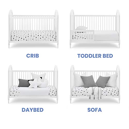 Delta Children Madeline 4-in-1 Convertible Crib - Woven Cane Mesh Panels, Includes Conversion Rails, Greenguard Gold Certified, Bianca White