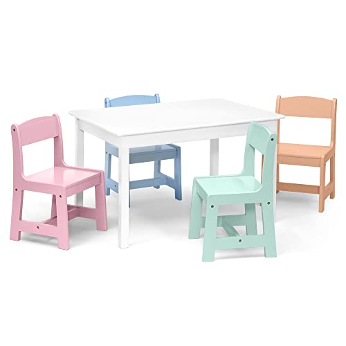 Delta Children MySize Kids Table with 4 Chairs, Bianca White/Pastel