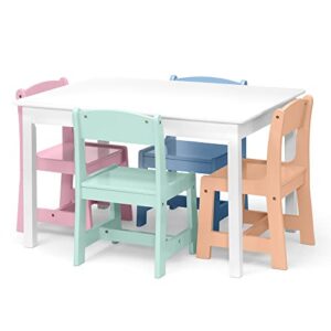 Delta Children MySize Kids Table with 4 Chairs, Bianca White/Pastel