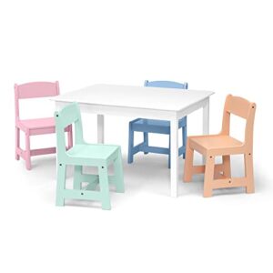 Delta Children MySize Kids Table with 4 Chairs, Bianca White/Pastel