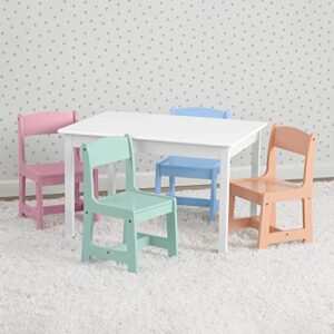Delta Children MySize Kids Table with 4 Chairs, Bianca White/Pastel