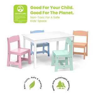 Delta Children MySize Kids Table with 4 Chairs, Bianca White/Pastel