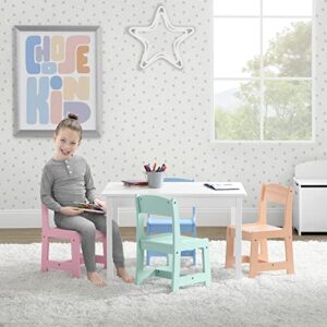 Delta Children MySize Kids Table with 4 Chairs, Bianca White/Pastel