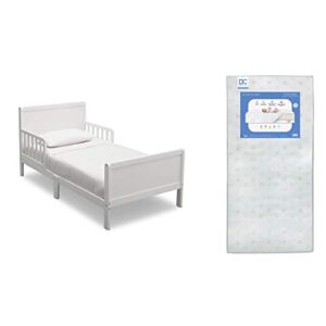 Delta Children Fancy Toddler Bed, Bianca + Delta Children Twinkle Galaxy Dual Sided Recycled Fiber Core Crib and Toddler Mattress (Bundle)