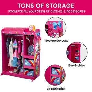 JoJo Siwa Dress and Play Boutique by Delta Children - Pretend Play Costume Storage Wardrobe for Kids with Mirror & Shelves