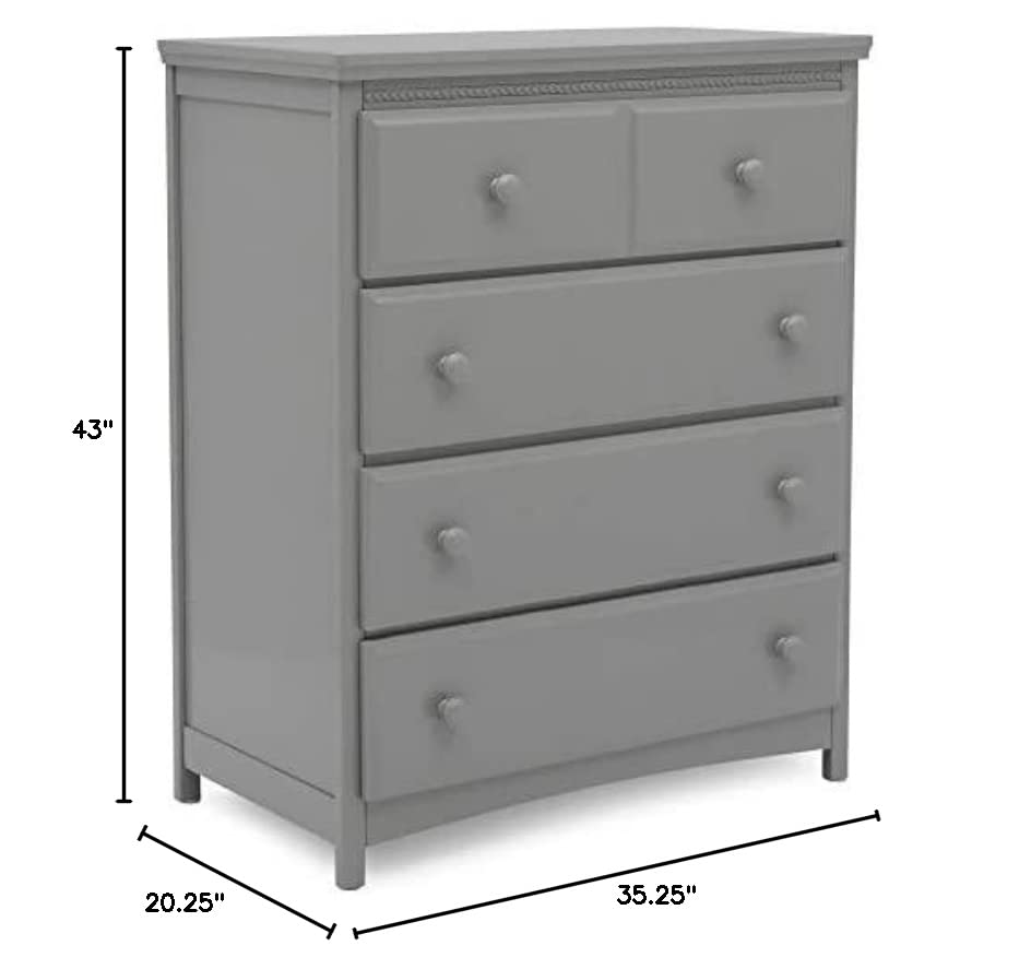 Delta Children Emerson 4 Drawer Chest, Greenguard Gold Certified, Grey