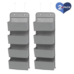 Delta Children 4 Pocket Over The Door Hanging Organizer Easy Storage/Organization Solution - Versatile and Accessible in Any Room in the House, Dove Grey, (Pack of 2)