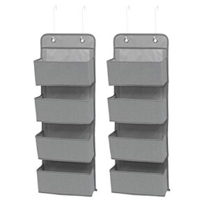 delta children 4 pocket over the door hanging organizer easy storage/organization solution – versatile and accessible in any room in the house, dove grey, (pack of 2)