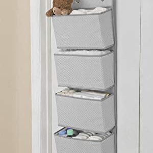 Delta Children 4 Pocket Over The Door Hanging Organizer Easy Storage/Organization Solution - Versatile and Accessible in Any Room in the House, Dove Grey, (Pack of 2)