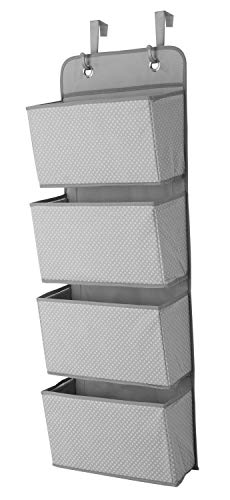 Delta Children 4 Pocket Over The Door Hanging Organizer Easy Storage/Organization Solution - Versatile and Accessible in Any Room in the House, Dove Grey, (Pack of 2)