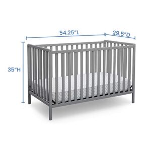 Delta Children Heartland 4-in-1 Convertible Crib, Grey + Delta Children Twinkle Galaxy Dual Sided Recycled Fiber Core Crib and Toddler Mattress (Bundle)