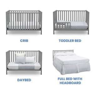 Delta Children Heartland 4-in-1 Convertible Crib, Grey + Delta Children Twinkle Galaxy Dual Sided Recycled Fiber Core Crib and Toddler Mattress (Bundle)