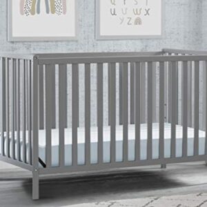 Delta Children Heartland 4-in-1 Convertible Crib, Grey + Delta Children Twinkle Galaxy Dual Sided Recycled Fiber Core Crib and Toddler Mattress (Bundle)