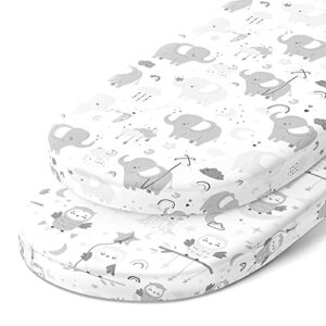 bassinet fitted sheets for delta children and simmons kids bassinet – fits 16 x 32 inch oval bassinet mattress pad – snuggly soft 100% jersey cotton – 2 pack