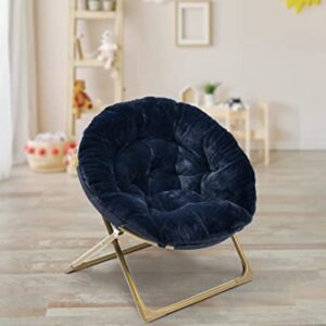 Milliard Mini Cozy Chair for Kids, Sensory Faux Fur Folding Saucer Chair for Toddlers, Navy Blue