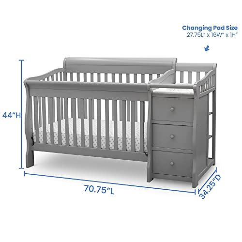 Delta Children Princeton Junction Convertible Crib N Changer, Grey
