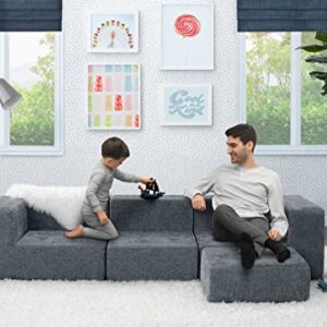 Delta Children Cozee 4-Piece Customizable Sectional Sofa Set, Grey