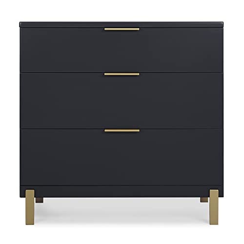 Delta Children Hendrix 3 Drawer Dresser, Midnight Grey/Bronze