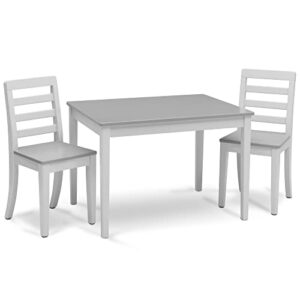 delta children gateway table and 2 chairs set – greenguard gold certified, bianca white/grey