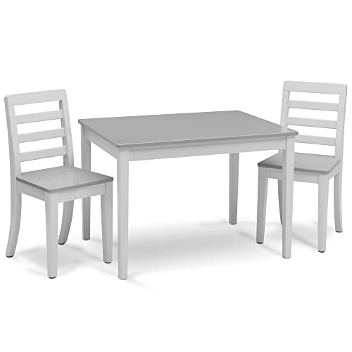 Delta Children Gateway Table and 2 Chairs Set - Greenguard Gold Certified, Bianca White/Grey