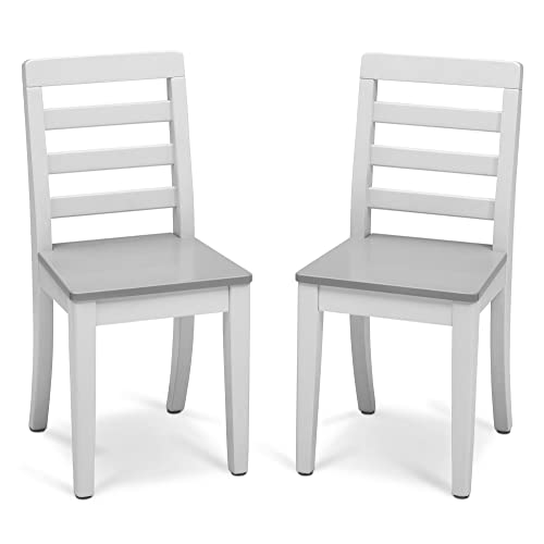 Delta Children Gateway Table and 2 Chairs Set - Greenguard Gold Certified, Bianca White/Grey