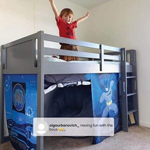 Delta Children Twin Loft Bed with Guardrail and Ladder (Coordinates with Batman, Spider-Man & Harry Potter Tents Sold Separately), Charcoal