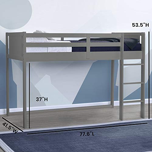 Delta Children Twin Loft Bed with Guardrail and Ladder (Coordinates with Batman, Spider-Man & Harry Potter Tents Sold Separately), Charcoal