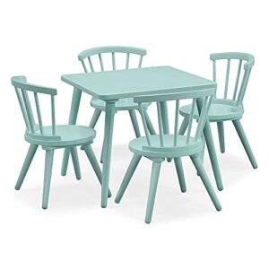 delta children windsor kids wood table and chair set (4 chairs included) – ideal for arts & crafts, snack time, homeschooling, homework & more, aqua