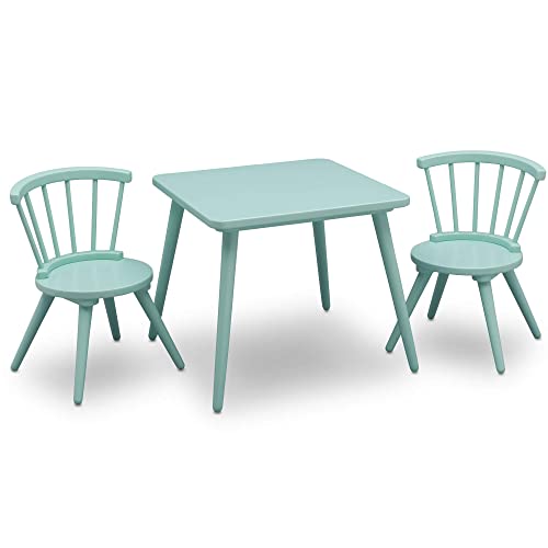 Delta Children Windsor Kids Wood Table and Chair Set (4 Chairs Included) - Ideal for Arts & Crafts, Snack Time, Homeschooling, Homework & More, Aqua