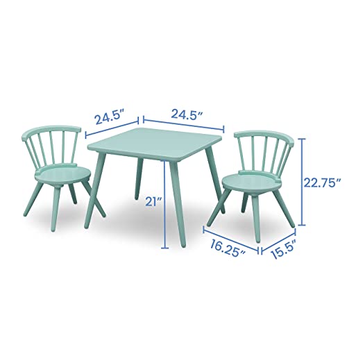 Delta Children Windsor Kids Wood Table and Chair Set (4 Chairs Included) - Ideal for Arts & Crafts, Snack Time, Homeschooling, Homework & More, Aqua