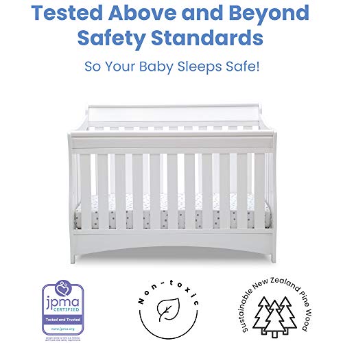 Delta Children Bentley S Series Deluxe 6-in-1 Convertible Crib, Bianca White