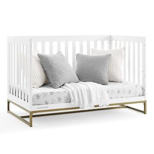 Delta Children Jade 4-in-1 Convertible Crib - Greenguard Gold Certified, Bianca White/Bronze