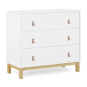babygap legacy 3 drawer dresser with leather pulls – greenguard gold certified, bianca white/natural