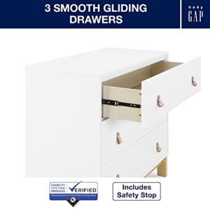 babyGap Legacy 3 Drawer Dresser with Leather Pulls - Greenguard Gold Certified, Bianca White/Natural
