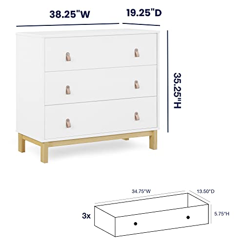 babyGap Legacy 3 Drawer Dresser with Leather Pulls - Greenguard Gold Certified, Bianca White/Natural