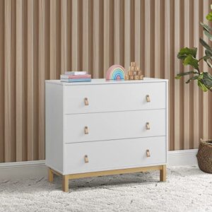 babyGap Legacy 3 Drawer Dresser with Leather Pulls - Greenguard Gold Certified, Bianca White/Natural