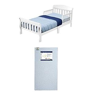 delta children canton toddler bed, white with serta perfect start crib and toddler mattress