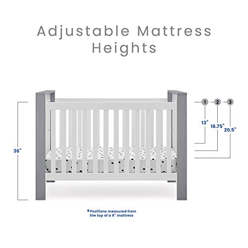 Delta Children Miles 4-in-1 Convertible Crib, Greenguard Gold Certified, Bianca White/Textured Cloud